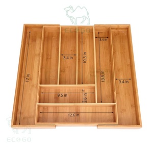 Bandeja para cubiertos de madera ecológica en cajón, soporte extensible para utensilios, soporte para cubiertos al por mayor - Product Image 1