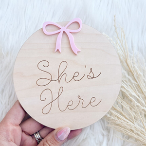 Il Bowknot rosa è un annuncio di genere femminile che è qui il segno dell'ospedale per rivelare il genere dell'ospedale - Product Image 2