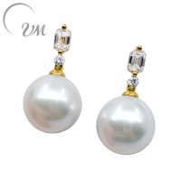 Orecchini a Perno UM Jewelry in Argento 925 Placcato Oro con Perle d'Acqua Dolce, Unisex, per Uomo e Donna, Regalo per Fidanzamento, Matrimonio e Feste