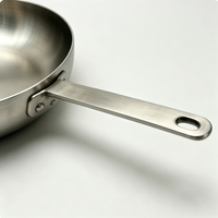 Poêle à frire triple couche en acier inoxydable 24 cm, compatible four et tous feux, pour cuisson quotidienne sans revêtement