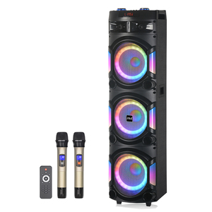 100W công suất cao Ba 12-inch Bass RGB bên bằng gỗ DJ loa không dây độ trung thực cao Karaoke Loa răng Xanh - Product Image 4