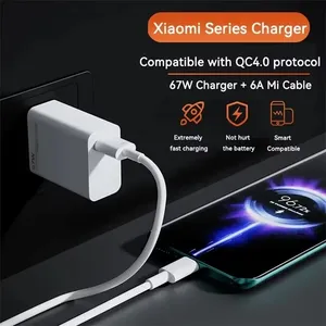 Cargador Original de 67 W, Cargador Turbo Gan con Adaptador EU, Cable USB Tipo C de 6 A para Poco X5 F5 Pro Mi 13 Lite <span class=keywords><strong>Mix</strong></span> <span class=keywords><strong>Fold</strong></span> - Product Image 4