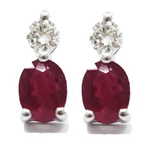 Moda clásica diseño diario forma ovalada 18K oro blanco sólido diamante Real Color piedra ovalada rubí Stud pendientes mujer regalo de boda - Product Image 1