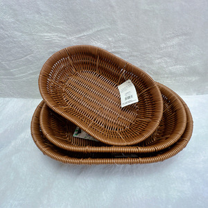 Woven Plastic Storage <b>Basket</b> Rectangle Handmade For Fruit Snacks Candy Desserts Household Use - Product Image 1