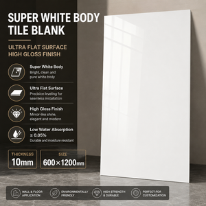 Carrelage en porcelaine super blanc brillant Foshan 600x1200mm, surface ultra plate, double absorption zéro, carrelage intérieur commercial - Product Image 2