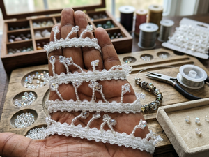 Bordure décorative en dentelle à pampilles, perles et strass, largeur personnalisable, pour vêtements, tenues de mariage, sacs, accessoires de mode, artisanat et décoration intérieure - Product Image 3
