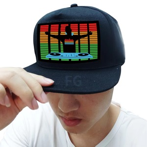 Sombreros LED intermitentes Gorra de béisbol activada por sonido con luces Gorra de béisbol negra <span class=keywords><strong>El</strong></span> intermitente con panel Led Light Up Sombrero de béisbol - Product Image 4
