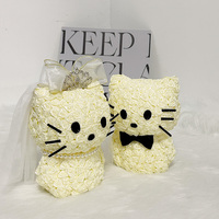 Hello Kitty fait à la main Satin Rose fleurs ours mariée marié mariage saint valentin cadeau usine en gros rose crème pour Carton