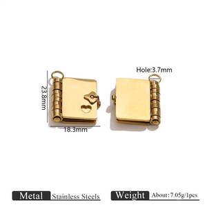 Colgantes y dijes de moda de acero inoxidable 316L chapados en oro PVD de 14K y 18K personalizados DIY, dije de libro para pulsera para la fabricación de joyas - Product Image 5