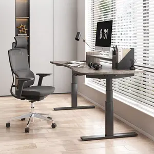 Kenari rumah kantor ergonomis cerdas 2 kaki duduk berdiri tinggi dapat disesuaikan listrik Dual Motor berdiri bingkai meja