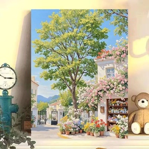 Kit de Peinture par Numéros Paysage Côtier Sans Cadre 16x20 Pouces pour Adultes, Décoration Artistique, Chemin en Bord de Mer, Fleurs, Cadeau pour les Amateurs de Plage - Product Image 6