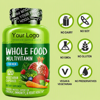 Multivitamines complètes pour hommes 24 superaliments Acerola Algues Kelp Lichen Calendula Son de riz 120 capsules végétariennes Sans OGM