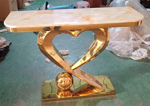 Luxury Love Heart Design Design Entrance <strong>Table</strong> <strong>Gold</strong> Shiny Metal Base Hallway Decorative <strong>Table</strong> Sintered Stone Top <strong>Console</strong> <strong>Table</strong> - Product Image 2