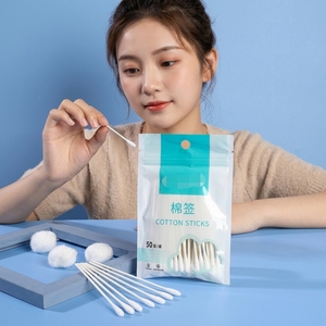 <span class=keywords><strong>Coton</strong></span>-tiges jetables hygiéniques avec tiges en papier robustes, 75 unités, pour le soin du maquillage - Product Image 2