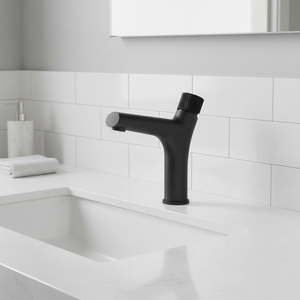 Robinet contemporain en laiton Durable à poignée unique, mitigeur d'<span class=keywords><strong>eau</strong></span> noire monté sur le pont, robinets de lavabo de salle de bains - Product Image 1