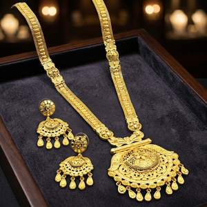 Juego de Collares Largos Chapados en Oro de 14K, 18K y 24K al por Mayor, Conjunto de Joyería de Latón Dorado de Moda, Diseño Tradicional - Product Image 1