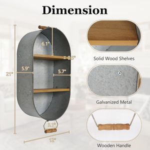 Toallero de Madera Estilo Rústico con Estantes, Bañera Galvanizada, Soporte <span class=keywords><strong>para</strong></span> Toallas, Estante Decorativo de Pared <span class=keywords><strong>para</strong></span> Baño - Product Image 2