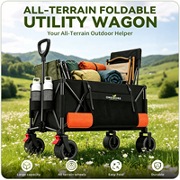 Chariot de camping pliable d'extérieur avec roues tout-terrain, robuste, pliable, pour plage, pique-nique, jardin, chariot utilitaire portable