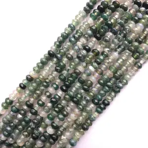 Natural Moss agate Faceted A Grade gemstone waist bead Semiprecious Stone Jewelry making necklace