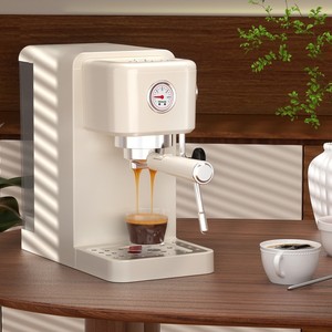 Machine à café semi-automatique italienne 20 bars, réservoir d'eau de 1,5 L, style rétro blanc cassé, utilisation domestique, mousseur à lait vapeur - Product Image 1