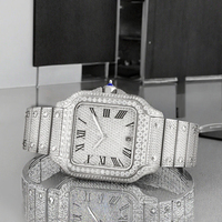 Montre automatique mécanique pour homme en cristal de saphir, avec cristaux de glace VVS Moissanite, boîtier carré, luxe, style hip-hop