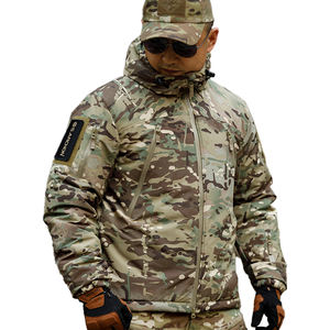 Chaqueta cálida de camuflaje táctico, chaqueta americana pesada bordada de vigilantes de invierno con capucha desmontable, cremallera de lona Formal - Product Image 1