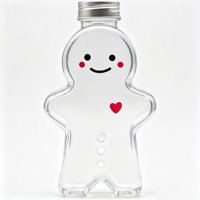 Bouteille de boisson jetable en PET NAJIE en forme de tasse de thé au lait Bonhomme en pain d'épices de dessin animé, avec bouchon en aluminium, modèle à emporter ZH-59