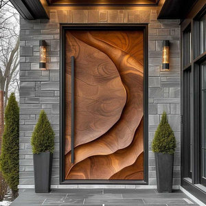 Custom Luxury Unique 3D Carved Streamline Design <strong>Door</strong> Waterproof Modern Look Main Entrance <strong>Door</strong> Solid Wood Front <strong>Door</strong> - Product Image 6