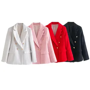 2024 Latest European And America Candy Color Bodycon Long Sleeve Woman Oversize Blazer Jacket Women