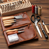 Kit d'outils portables pour le travail du cuir, couture et estampage, sac de rangement portable pour le cuir, fournitures d'artisanat du cuir