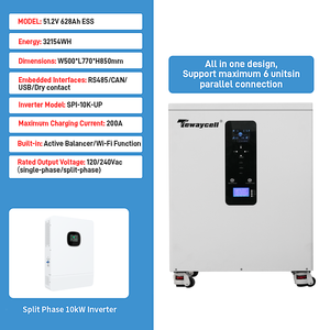 Système solaire domestique tout-en-un 51,2 V 628 Ah 32 kWh + onduleur biphasé 10 kW US + équilibreur actif intégré / fonction Wi-Fi hors réseau 51,2 - Product Image 2