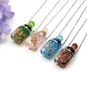 Glow-in-the-dark Glass Essential Oil Bottle Necklace Glowing <b>Perfume</b> Diffuser Pendant - Product Image 2