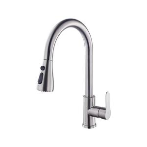 Robinet de <span class=keywords><strong>cuisine</strong></span> en acier inoxydable 304, montage sur plan, finition chrome brossé, <span class=keywords><strong>mitigeur</strong></span> d'évier extractible eau chaude et froide - Product Image 1