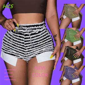 Wholesale Summer Shorts Women Side Split Shorts Zebra Print Skinny Lace Up Casual Drawstring Mini Bottoms Woman Shorts