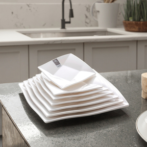 Lot d'assiettes de table carrées en mélamine, blanc, vente en gros, d'usine, de dubaï - Product Image 4