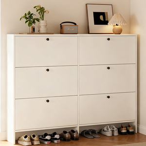 XHA Customizable Exterior Entrance Door <b>Shoe</b> Cabinet Ultra-thin Design Walnut Finish Suitable Home Use ENF-class Floor <b>Shoe</b> Rack - Product Image 1