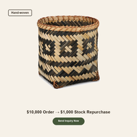 Panier tissé géométrique fait main, Organisateur bicolore, Rangement de salon à base carrée, Vente en gros OEM, Panier de rangement tissé