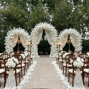 Arco de flores artificiales para decoración de bodas, simulación de arco en forma de U, arco de flores blancas, arreglos florales para bodas - Product Image 1