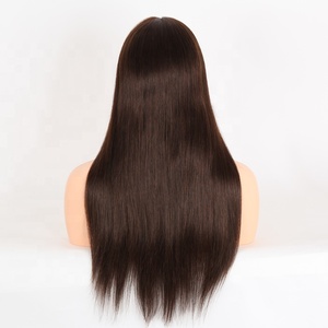 Livraison rapide Stock brun foncé doux cheveux humains aspect naturel Transparent HD avant de lacet sans colle 20 pouces longue perruque <span class=keywords><strong>brune</strong></span> - Product Image 1