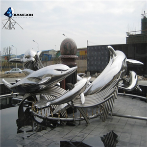 マリンライフ彫刻手作りステンレス鋼イルカ,リゾート & ウォーターフロント景観のためのローミング - Product Image 2