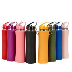 Bouteille d'eau isotherme portable pour la gym 600ml 750ml en acier inoxydable 304, avec couvercle à paille, anti-fuite, pour sports de plein air - Product Image 6