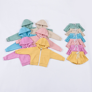 Set <span class=keywords><strong>Felpa</strong></span> con Zip e Gonna/Pantaloncini per Ragazze, Manica Lunga con Tasca a Canguro, Outfit Casual Autunnale, Etichetta Privata - Product Image 2