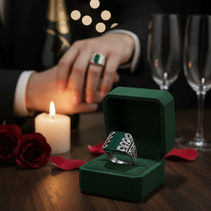 925 Sterling <b>Silver</b> Men Ring With Green Stone And <b>Crown</b> Design For Anniversary Engagement Gift Party - Product Image 3
