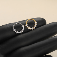 ASTM F136 Titanium Marquise dan cincin hidung Clicker Segmnet berengsel zirkon persegi grosir cincin Septum hidung