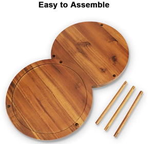 FSC tembel <span class=keywords><strong>Susan</strong></span> pikap kabine mutfak kiler 2 Tier 360 derece tezgah dolapları yemek masası akasya ahşap organizatör - Product Image 3