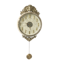 Horloge murale éléphant rétro de luxe, cadre vert avec cadran en nacre, horloge décorative en laiton à quartz silencieux