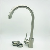 Robinet de cuisine en acier inoxydable 304 incurvé de grande taille Water Knows Warmth, mélangeur d'eau chaude et froide, poignée en alliage de zinc brossé