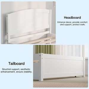 Wood Trundle <strong>Bed</strong> Frame Solid Wood Pull Out <strong>Day</strong> <strong>Bed</strong> Trundle Include Slat Support White <strong>Drawers</strong> Solid Wood <strong>Bed</strong> - Product Image 3