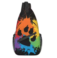 Sac bandoulière poitrine personnalisé ours arc-en-ciel de haute qualité - Polyester écologique imprimé numériquement style moderne usage quotidien
