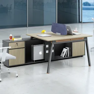 Modern Design Kantoormeubilair Dubbelzijdige Kast Werktafel 2 Persoons Personeel Werkstation Kantoor Bureau
